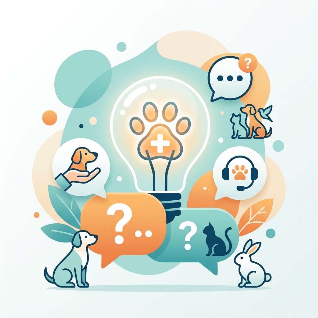 Help and support concept illustration with a glowing paw print lightbulb